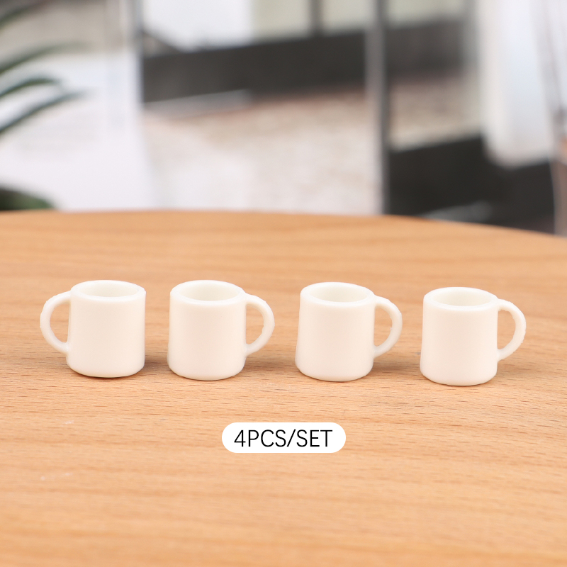 Miniature Terrain Set - 4pcs/Set 1:12 Dollhouse Miniature Cup White