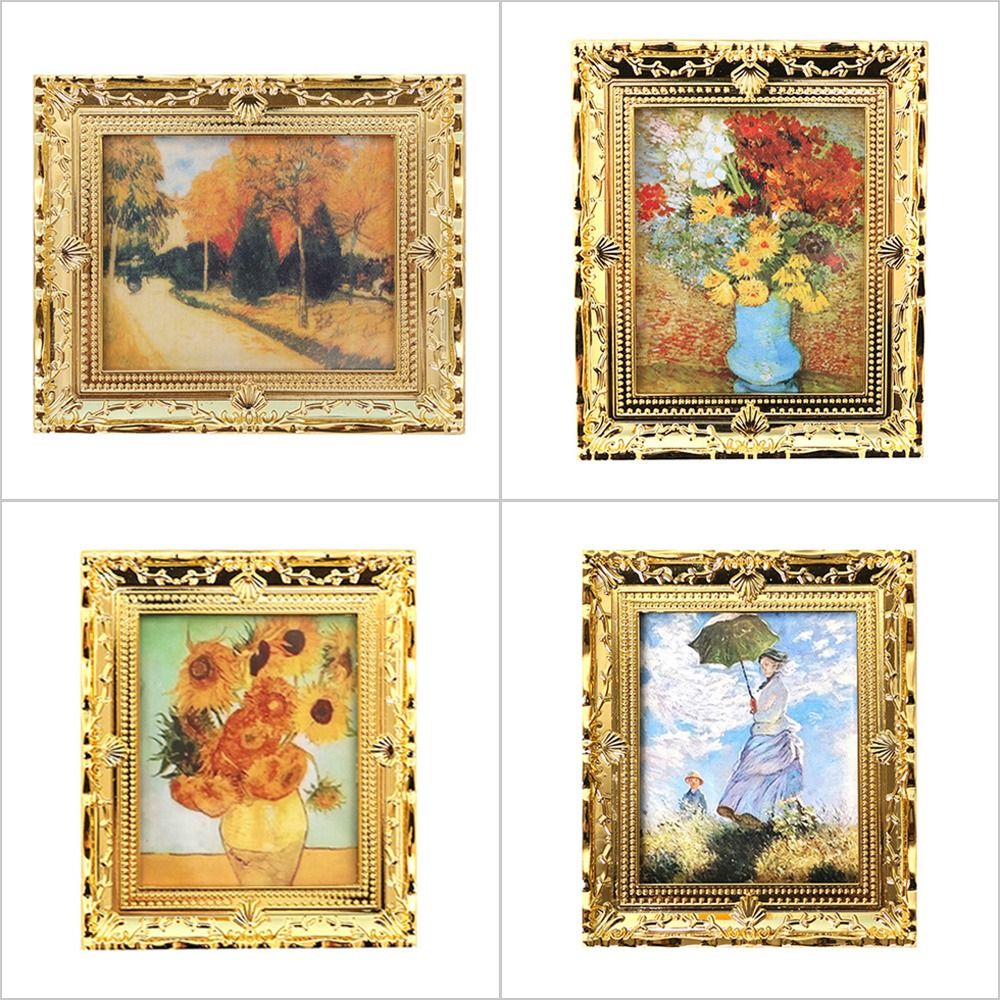 Miniature Painting Set - 1/12 Dollhouse Miniature Oil Painting Accessories