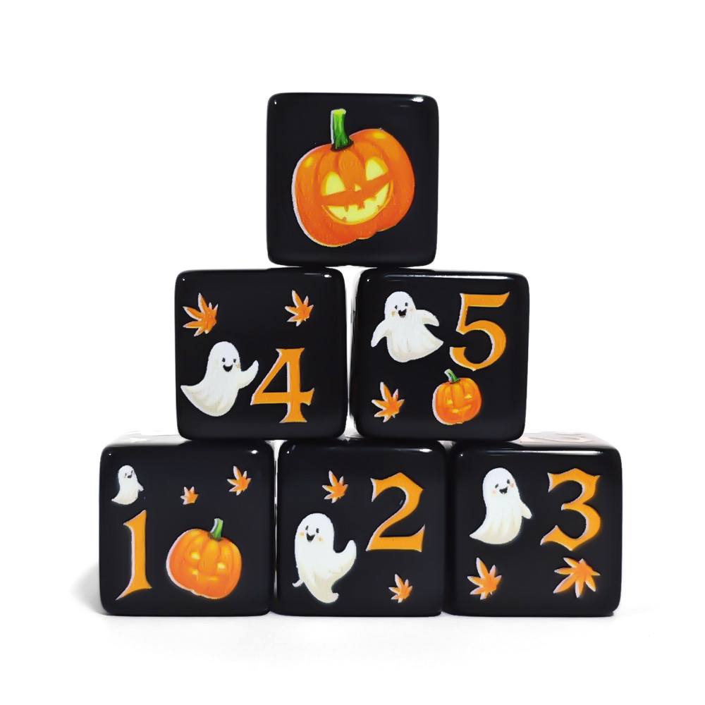 Board Game Print - 12Pcs 16MM Black Acrylic D6 Dice,