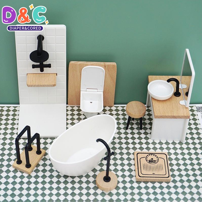 Miniature Terrain Set - 1:6/1:12 Dollhouse Miniature Bathroom Set Shower
