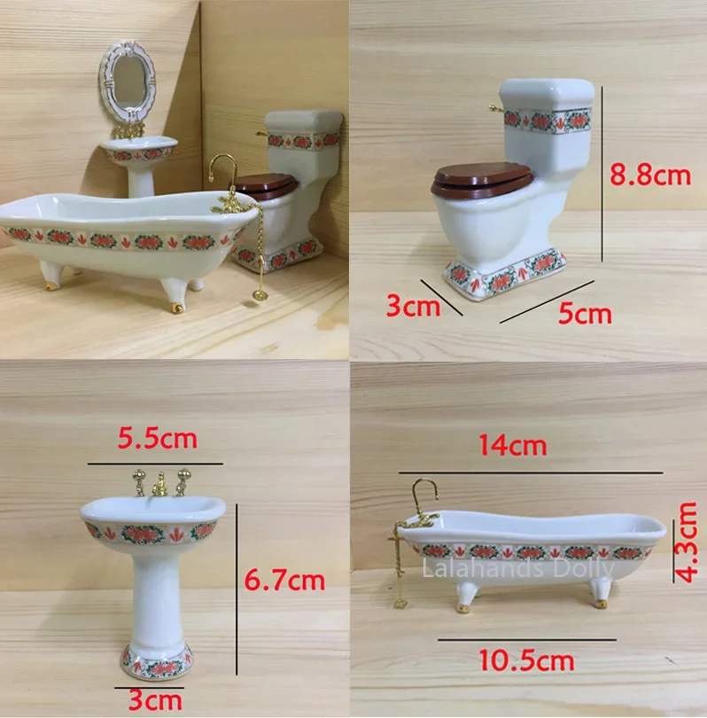 Miniature Terrain Set - 4pcs/set Dollhouse Mini Creative Bathroom Set