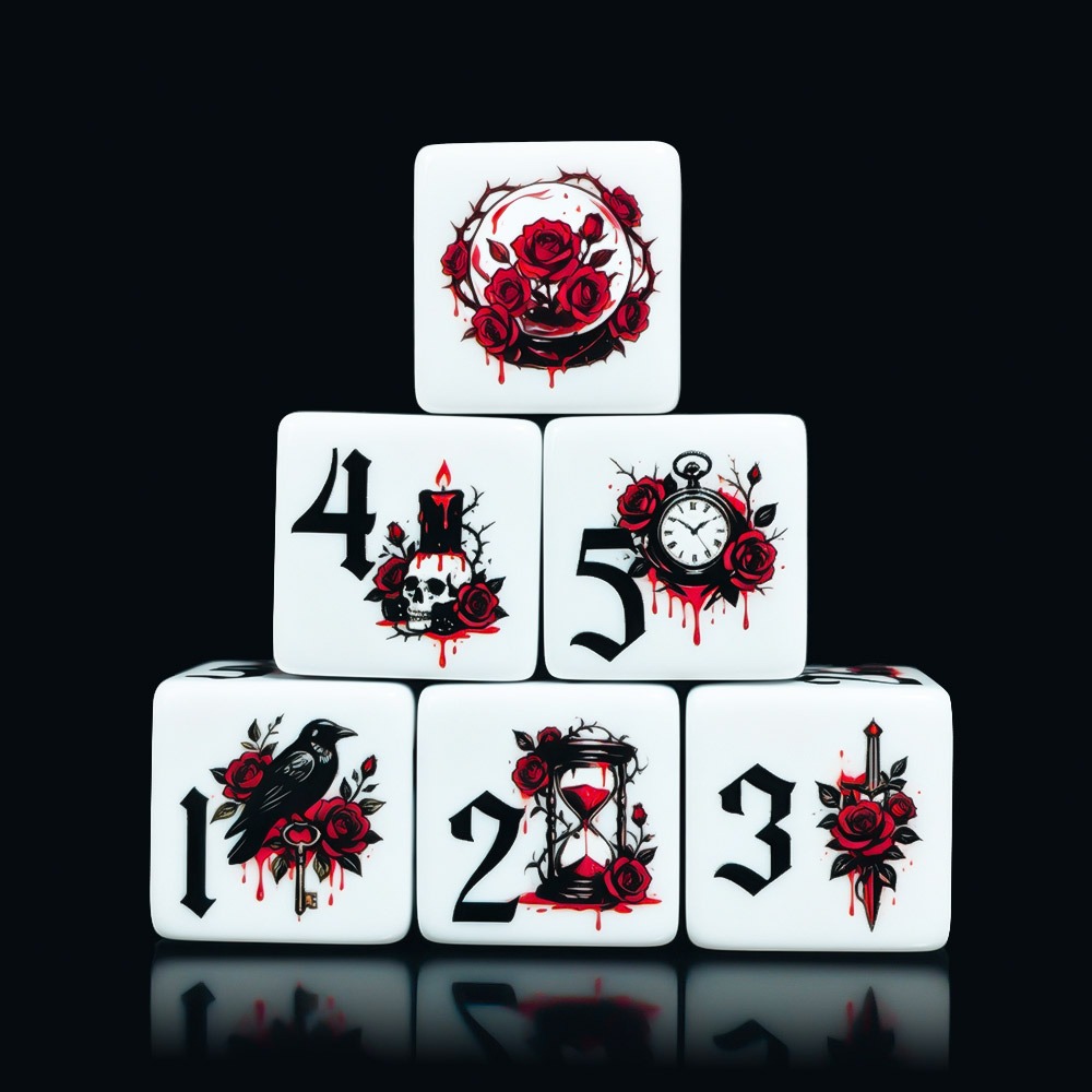 12Pcs Gothic Rose 16MM Printed - Board Game Print recension och pris