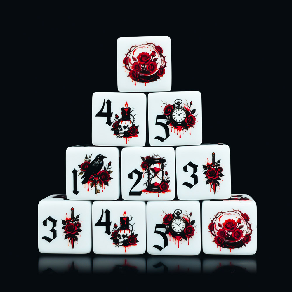 12Pcs Gothic Rose 16MM Printed - Board Game Print recension och pris