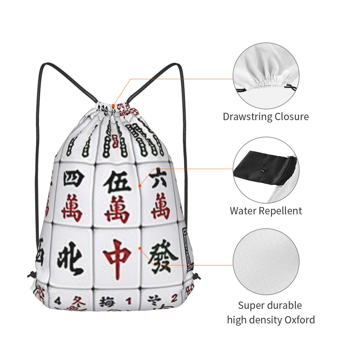 Mahjong Tile Pattern Backpacks - Tile Bag Drawstring recension och pris