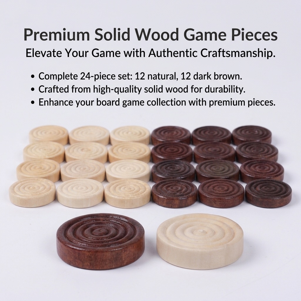 24 Pcs/Set Wooden Round Checke - Board Game Vantage recension och pris