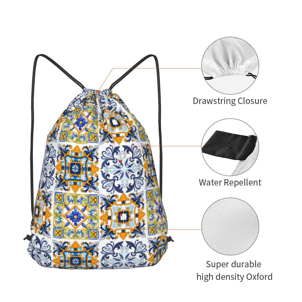 Copy Of Sicilian Tiles,mediter - Tile Bag Drawstring recension och pris