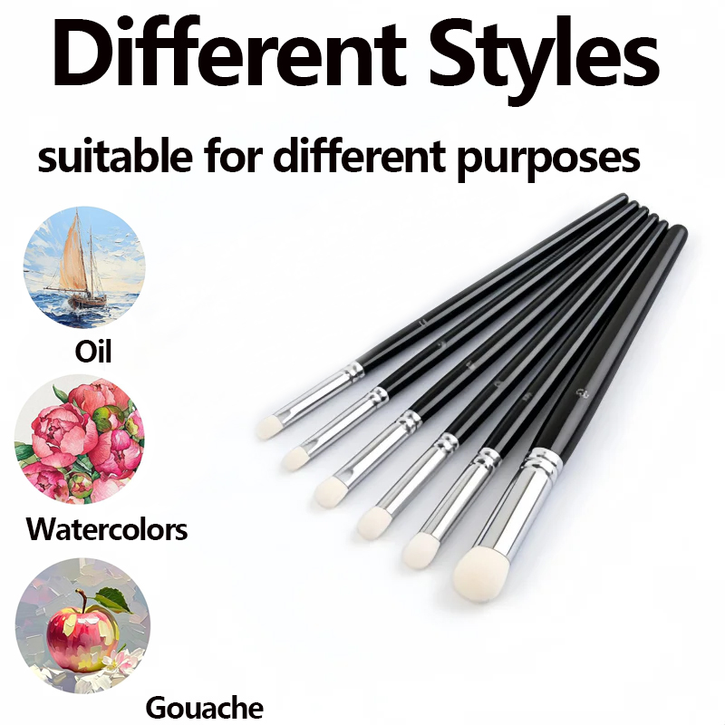 6cs Round Detail Paint Dry Bru - Miniature Painting Set recension och pris