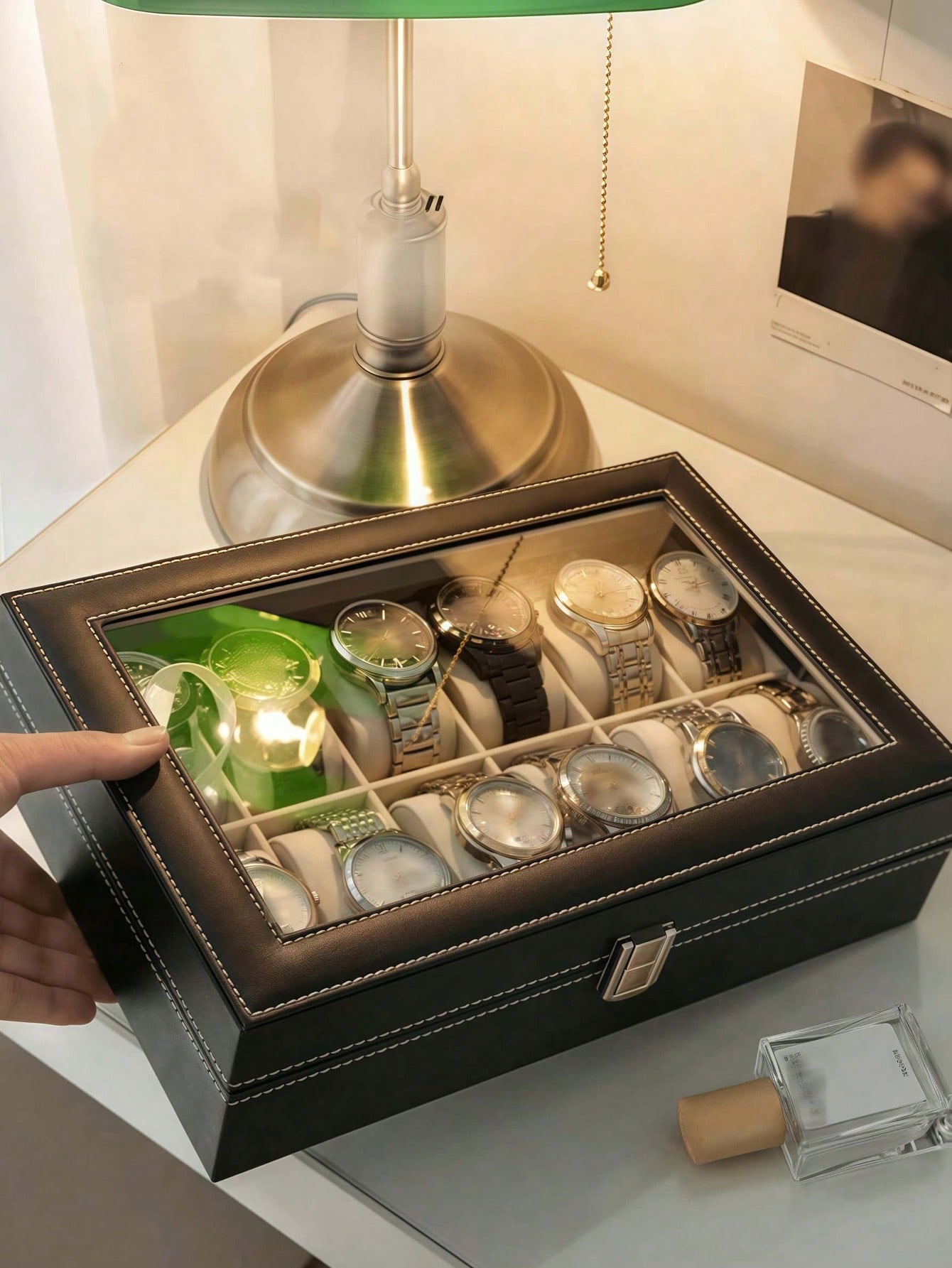 Leather Watch Box with Lock, L - Token Tray Organizer recension och pris