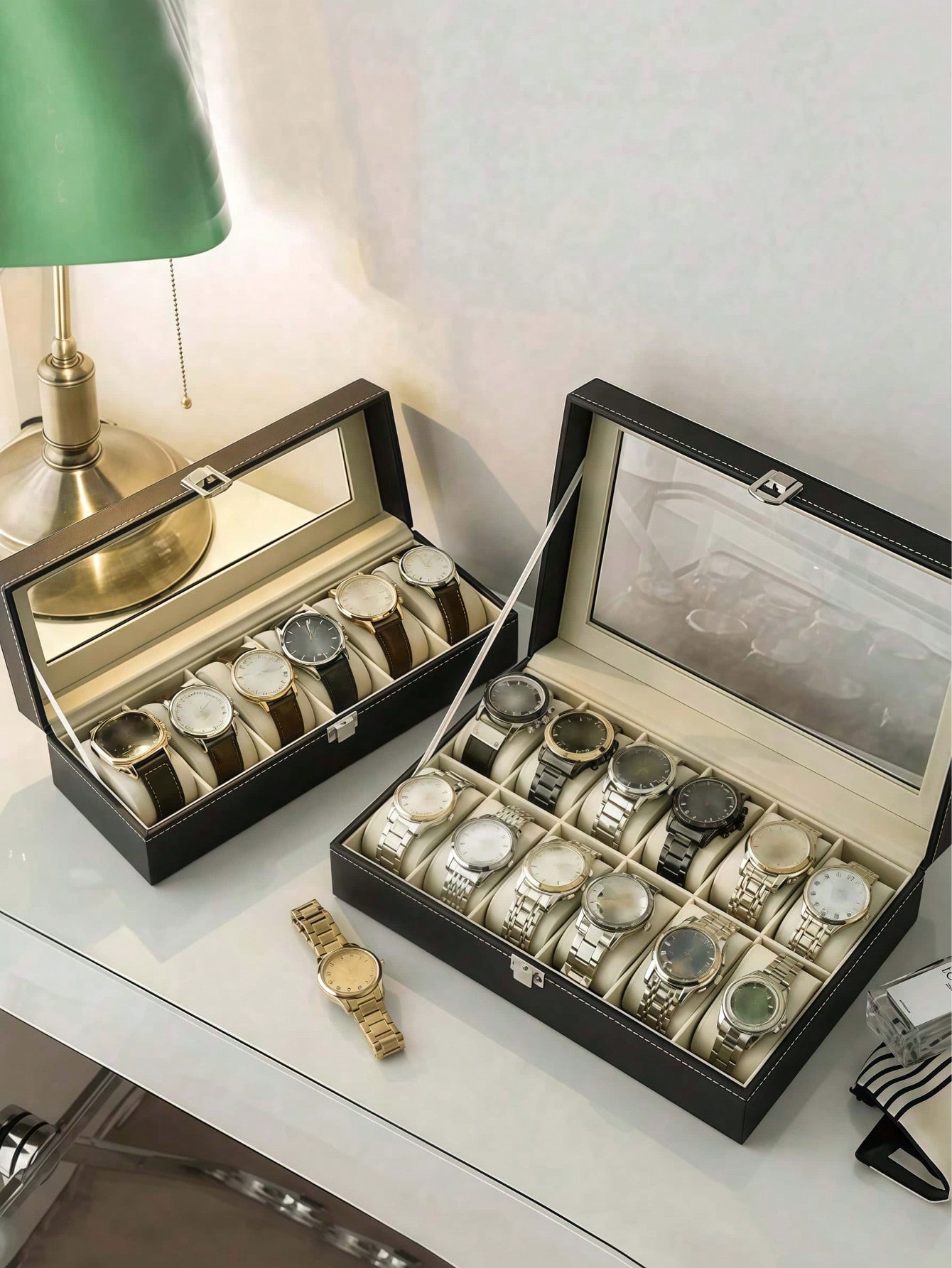 Leather Watch Box with Lock, L - Token Tray Organizer recension och pris