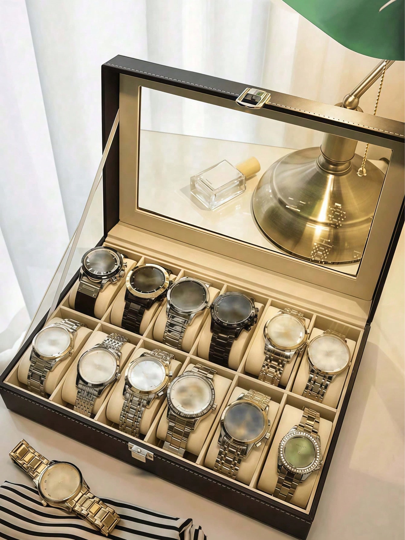 Leather Watch Box with Lock, L - Token Tray Organizer recension och pris