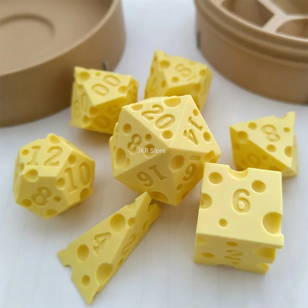 3D Printed Cheese Dice Set wit - Board Game Print recension och pris