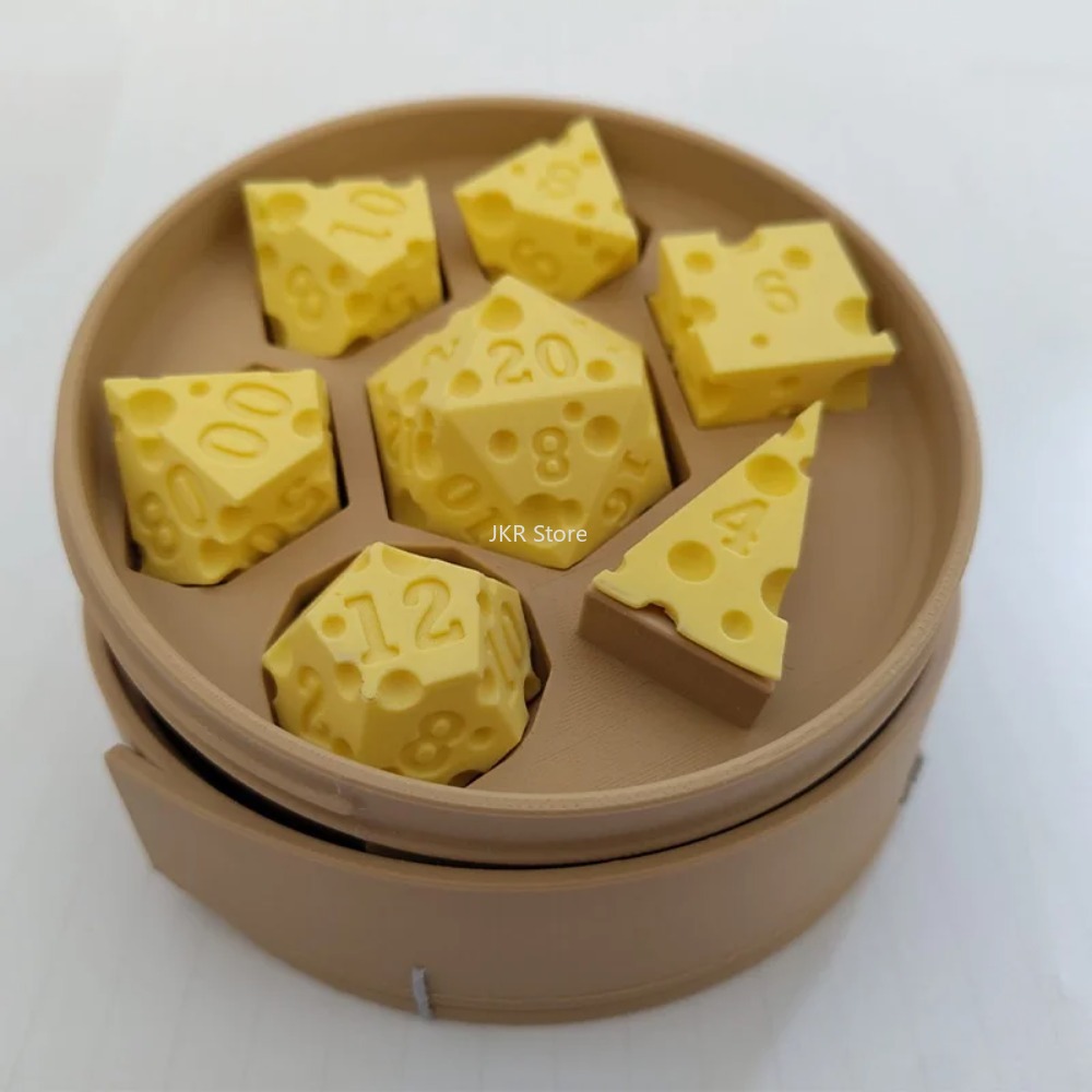 3D Printed Cheese Dice Set wit - Board Game Print recension och pris