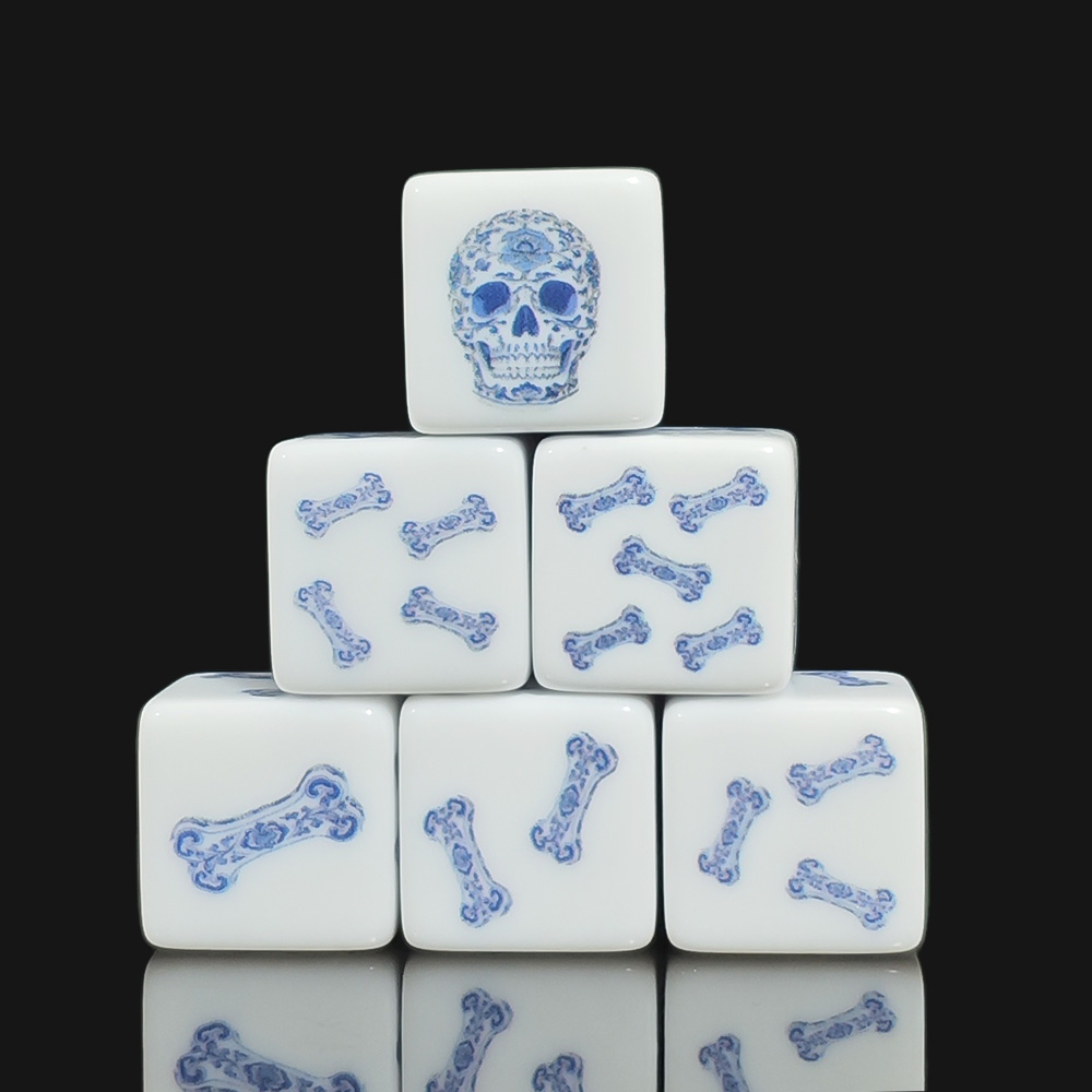 12Pcs 16MM Blue Floral Skull A - Board Game Print recension och pris