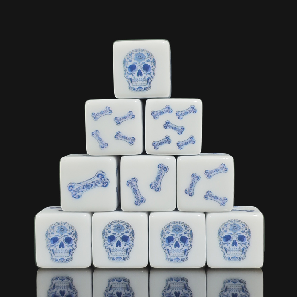 12Pcs 16MM Blue Floral Skull A - Board Game Print recension och pris