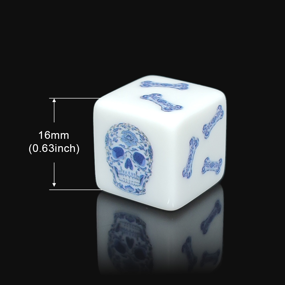 12Pcs 16MM Blue Floral Skull A - Board Game Print recension och pris