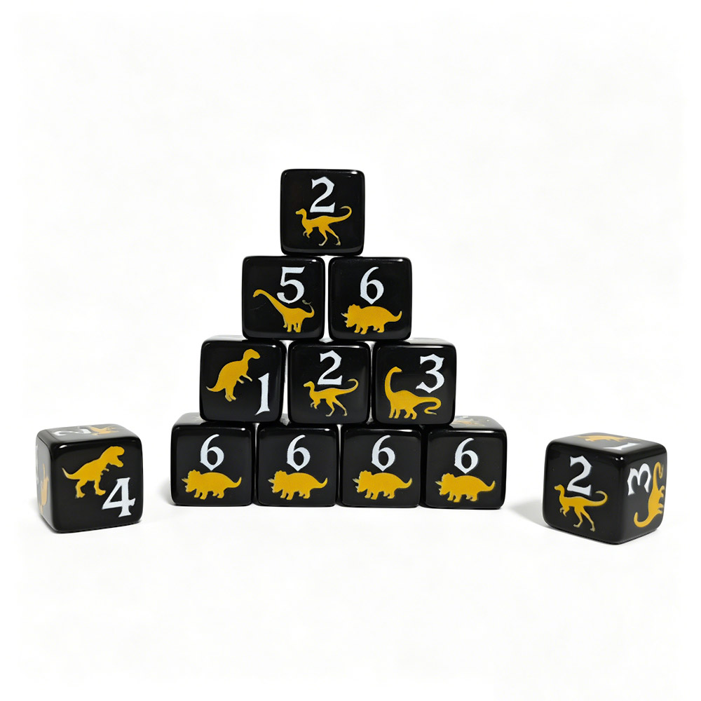 12PCS Black & Yellow Dinosaur  - Board Game Print recension och pris