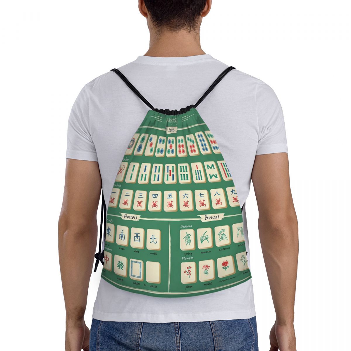 Mahjong Tile Pattern Backpacks - Tile Bag Drawstring recension och pris
