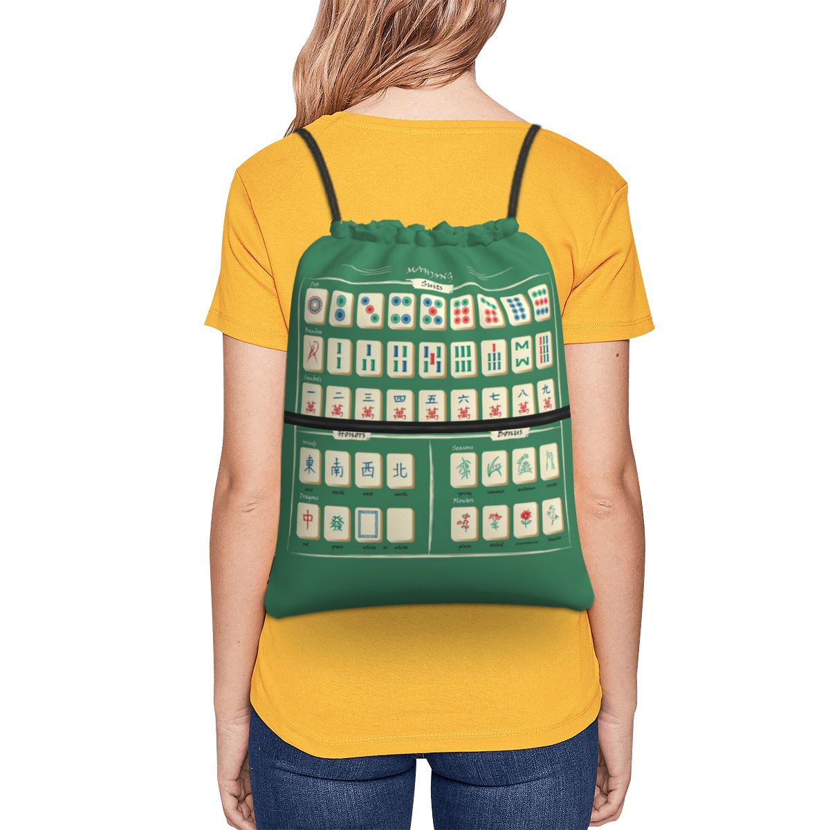 Mahjong Tile Pattern Backpacks - Tile Bag Drawstring recension och pris
